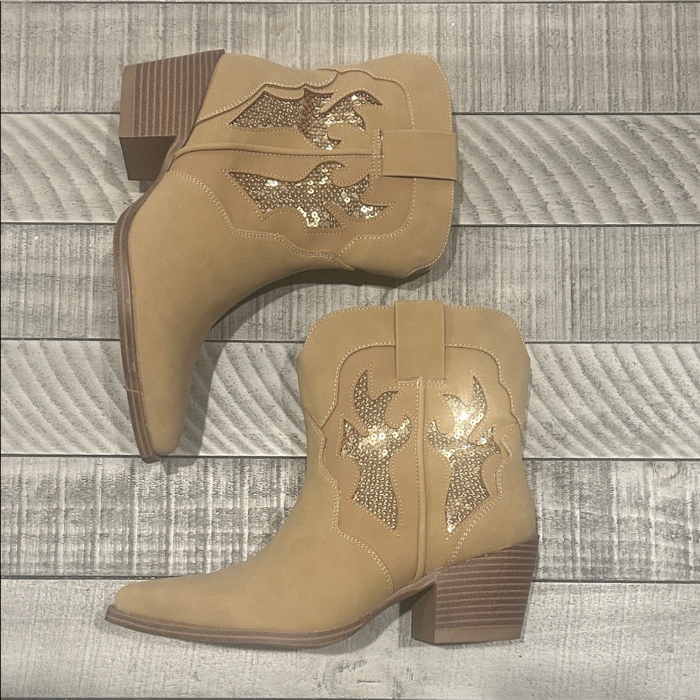 Wild Pair Tan Western Ankle Booties